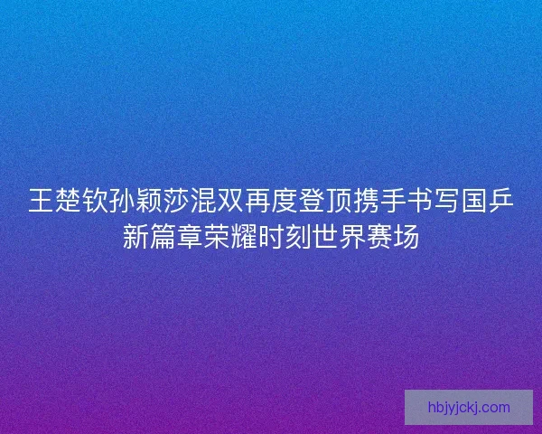 王楚钦孙颖莎混双再度登顶携手书写国乒新篇章荣耀时刻世界赛场