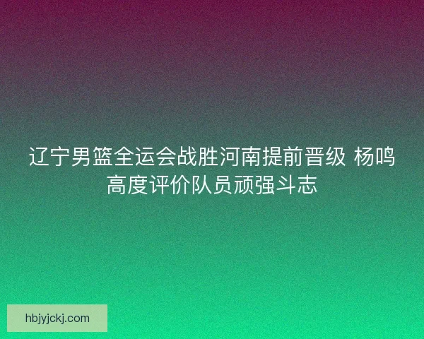 辽宁男篮全运会战胜河南提前晋级 杨鸣高度评价队员顽强斗志